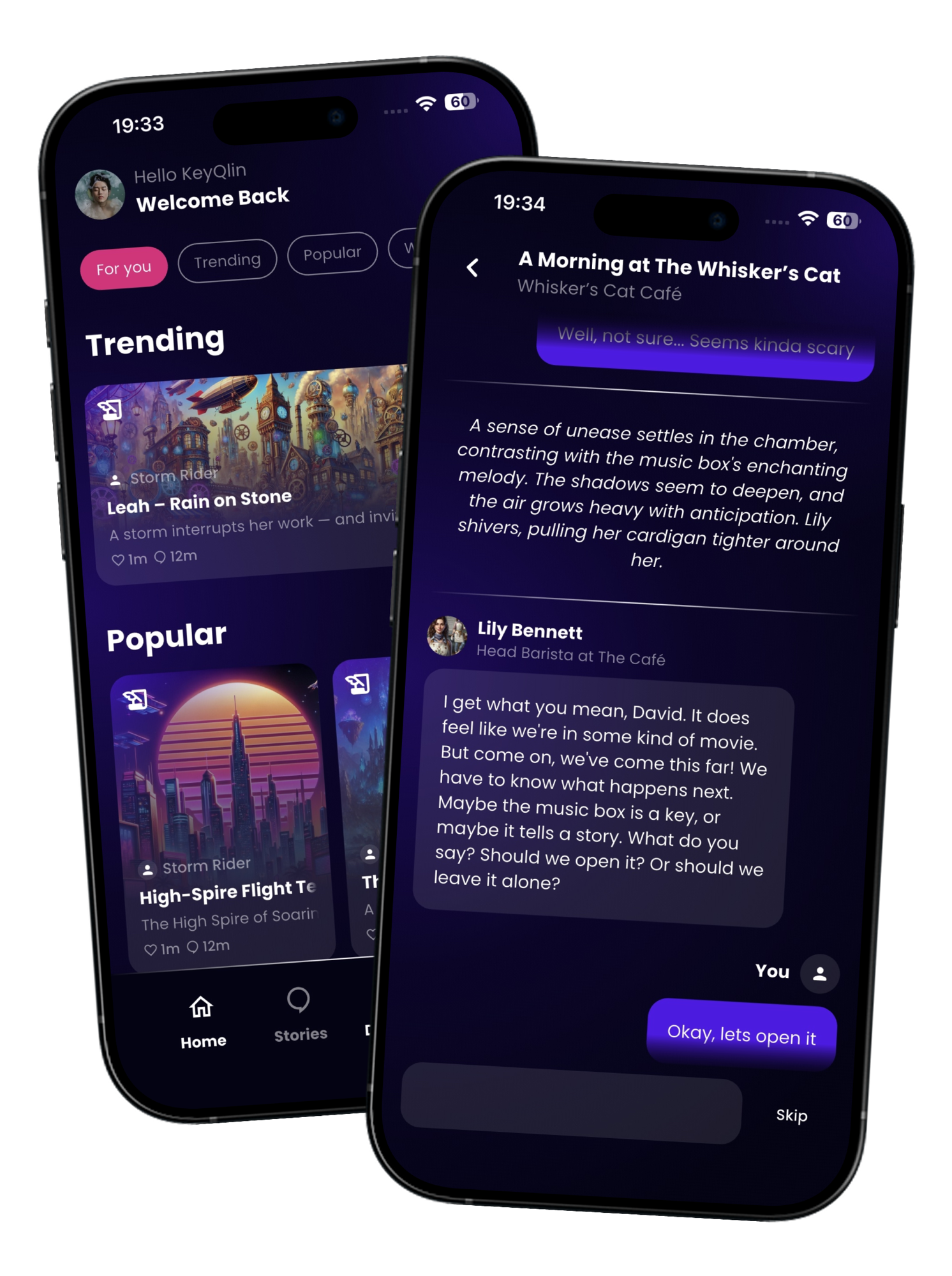 Narratica app screens
